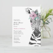 Watercolor Safari Zebra Baby Dusche by Mail Einladung (Stehend Vorderseite)