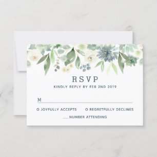 Watercolor-saftige Hochzeit UAWG mit Blumenkarte RSVP Karte