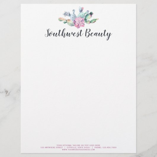 Watercolor-saftiger Kaktus-stachelige Birne Briefbogen (Vorderseite)