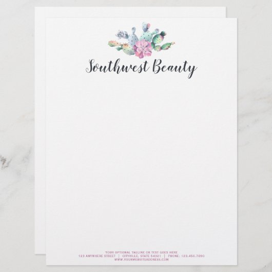 Watercolor-saftiger Kaktus-stachelige Birne Briefbogen (Vorne/Hinten)