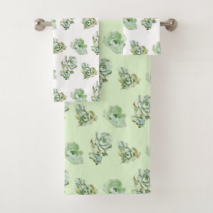 Watercolor-saftiges Pflanzen-Muster Badhandtuch Set