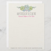 Watercolor-saftiges Shabby Chic-Bohemisches Blumen Briefbogen (Vorne/Hinten)