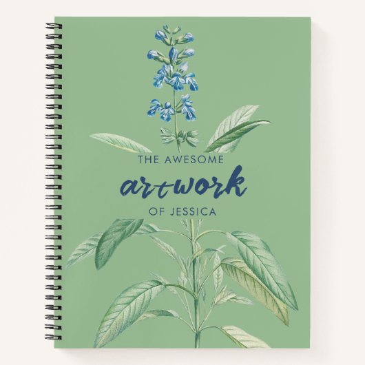 Watercolor Sage Green Artist Sketchbook Notebook Notizblock (Vorderseite)