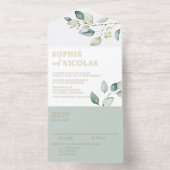 Watercolor Sage Green Eucalyptus Wedding All-in-One-Einladung (Innenseite)