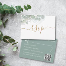 Watercolor Sage Green Eucalyptus Wedding RSVP