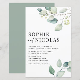 Watercolor Sage Green Eucalyptus Wedite Invite