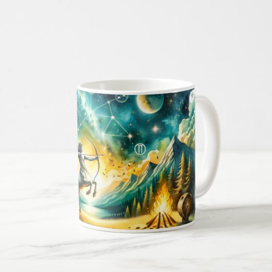 Watercolor Sagittarius Kaffeetasse (VorderseiteRechts)