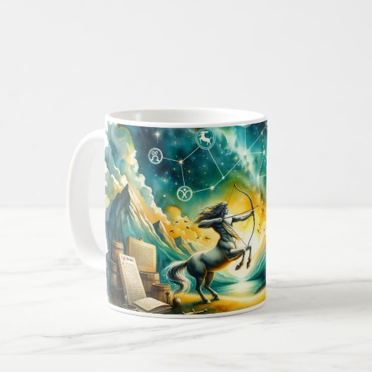 Watercolor Sagittarius Kaffeetasse (Vorderseite Links)