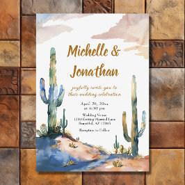 Watercolor Saguaro Cactus Desert Wedding Einladung