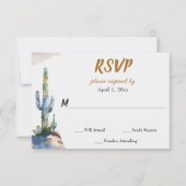 Watercolor Saguaro Cactus Desert Wedding RSVP Karte (Vorderseite)