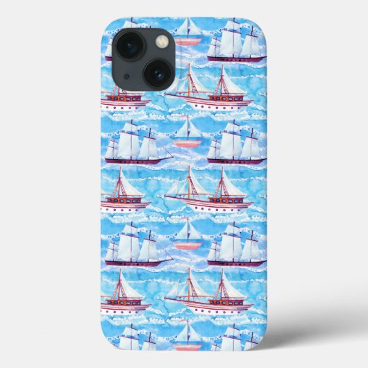 Watercolor Sailing Ships Pattern Case-Mate iPhone Hülle (Rückseite)