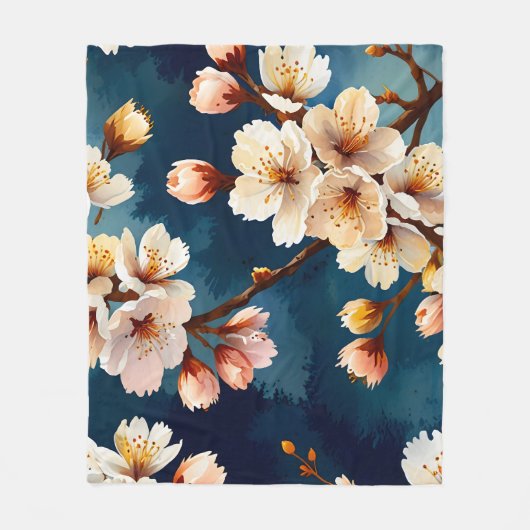 Watercolor Sakura Dreams Fleecedecke (Vorderseite)
