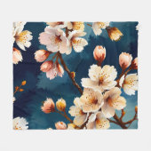 Watercolor Sakura Dreams Fleecedecke (Vorderseite (Horizontal))