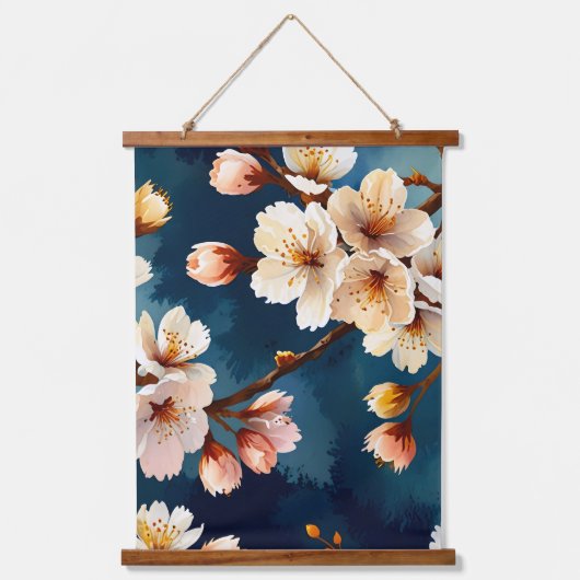 Watercolor Sakura Dreams Wandteppich Mit Holzrahmen (Vorderseite)