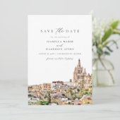 Watercolor San Miguel Mexico Save the Date Einladung (Stehend Vorderseite)