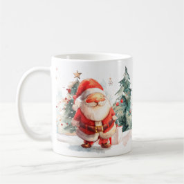 Watercolor Santa and Reindeer Mug Kaffeetasse