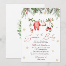 Watercolor Santa Baby Winter  Baby Shower mom-to-b
