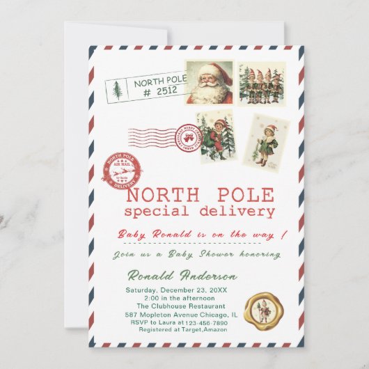 Watercolor Santa Baby Winter  Baby Shower mom-to-b Einladung (Vorderseite)