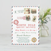 Watercolor Santa Baby Winter  Baby Shower mom-to-b Einladung (Stehend Vorderseite)