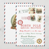 Watercolor Santa Baby Winter  Baby Shower mom-to-b Einladung (Vorne/Hinten)