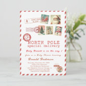 Watercolor Santa Baby Winter  Baby Shower mom-to-b Einladung (Stehend Vorderseite)