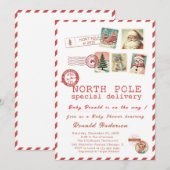 Watercolor Santa Baby Winter  Baby Shower mom-to-b Einladung (Vorne/Hinten)