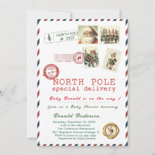 Watercolor Santa Baby Winter  Baby Shower werdende Einladung
