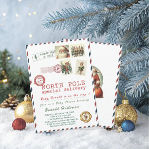 Watercolor Santa Baby Winter Baby Shower werdende Einladung