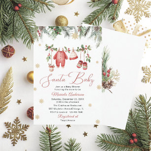 Watercolor Santa Baby Winter  Baby Shower werdende Einladung
