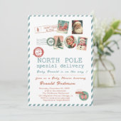 Watercolor Santa BabyNorth pole Baby Shower mom-to Einladung (Stehend Vorderseite)