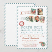 Watercolor Santa BabyNorth pole Baby Shower mom-to Einladung (Vorne/Hinten)