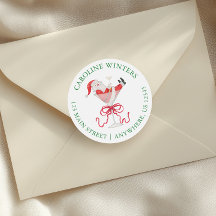 Watercolor Santa Christmas Cocktail Party Address