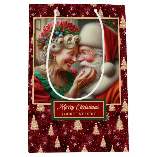 Watercolor Santa Claus Classic Weihnachtsgeschenkt Mittlere Geschenktüte (Vorderseite)