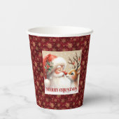 Watercolor Santa Claus Rudolph Festive Paper Cup Pappbecher (Rückseite)