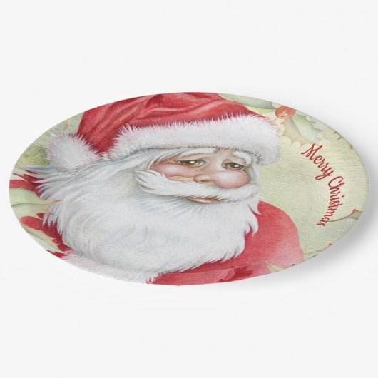 Watercolor Santa Clause Pappteller (Schrägansicht)