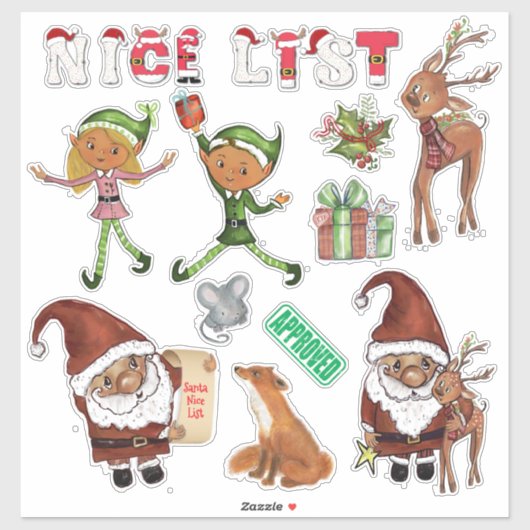 Watercolor Santa Elfen Weihnachten Benutzerdefinie Aufkleber (Blatt)