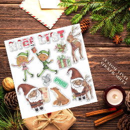 Watercolor Santa  Elves Christmas Custom Cut Aufkleber