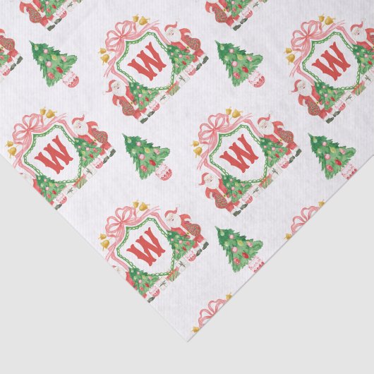 Watercolor Santa Monogram Wappen Weihnachten Seidenpapier (Ausschnitt)