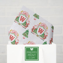 Watercolor Santa Monogram Wappen Weihnachten