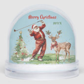 WATERCOLOR SANTA PLAYS GOLF REINDEER WAITS SCHNEEKUGELN (Vorderseite)