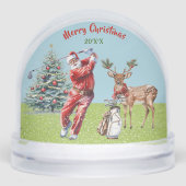 WATERCOLOR SANTA PLAYS GOLF REINDEER WAITS SNOW SCHNEEKUGELN (Vorderseite)
