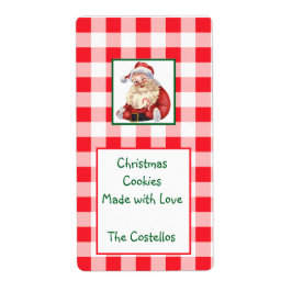 Watercolor Santa Red Check Christmas COOKIES