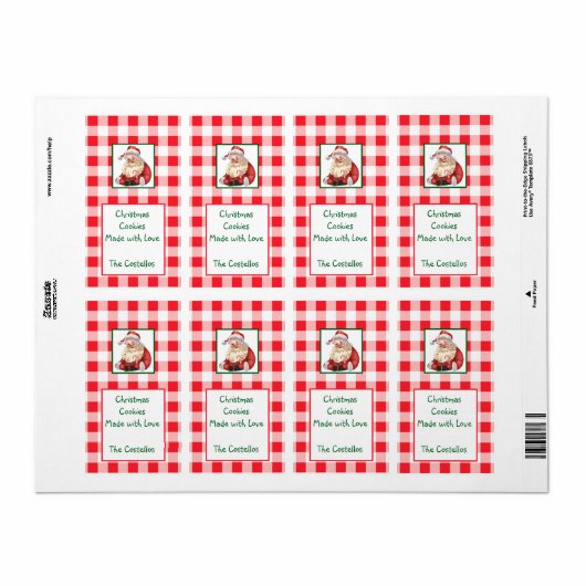 Watercolor Santa Red Check Christmas COOKIES (Vorne)