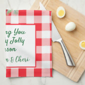 Watercolor Santa Red Check Jolly Christmas Geschirrtuch (Viertel Falte)