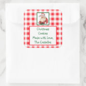 Watercolor Santa rote Gingham-KEKSE Quadratischer Aufkleber (Tasche)