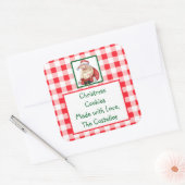 Watercolor Santa Rotkariert COOKIES Quadratischer Aufkleber (Umschlag)