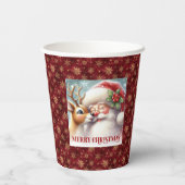 Watercolor Santa Rudolph Funny Christmas Paper Cup Pappbecher (Rückseite)