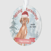 Watercolor Santa Vizsla Boldog Karacsonyt Ornament (Vorderseite)