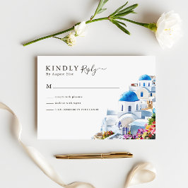 Watercolor Santorini  Destination Wedding RSVP