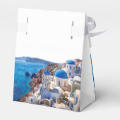 Watercolor Santorini Greece Destination Wedding Geschenkschachtel (Rückseite)